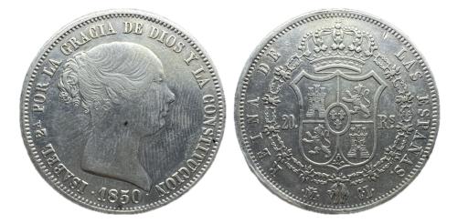 250   -  Isabel II (1833-1868). 20 reales. 1850. Madrid. CL. (Cal-591).