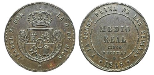 251   -  Isabel II (1833-1868). Medio real. 1848. Madrid. (Cal-152).