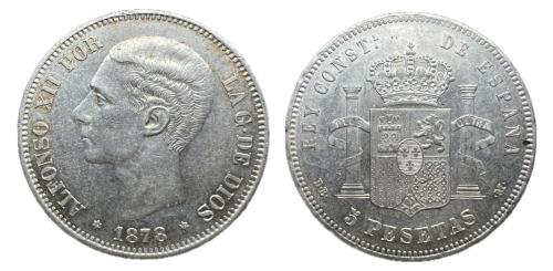 252   -  Alfonso XII (1874-1885). 5 pesetas. 1878*18-78. Madrid. DEM. (Cal-39)