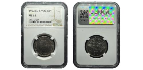 267   -  Estado español (1936-1975).25 Pesetas. 1957 (66). Madrid