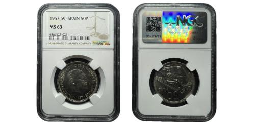 276   -  Estado español (1936-1975). 50 Pesetas. 1957 (59).  Madrid. NGC MS 63