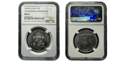281   -  12 EUROS 2003  Aniversario de la Constitución Española NGC MS 65
