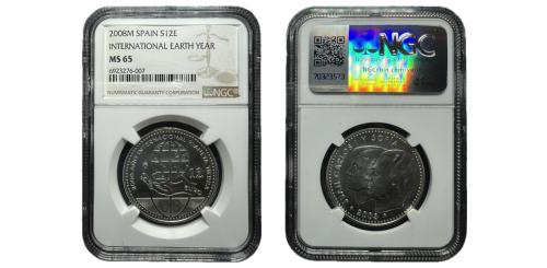 290   -  Juan Carlos I.2008.  12 euros. (AC. 329). Año Internacional del planeta. 1.