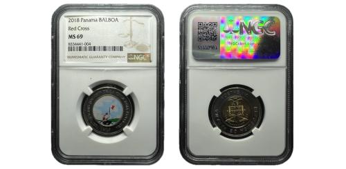 296   -  1 Balboa, Panamá  2018 - Cruz Roja NGC MS 69