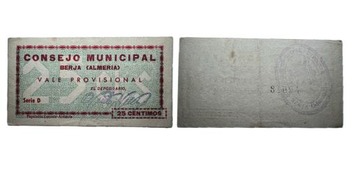 303   -  Almería. Berja. 25cts. (RGH. 1187). E. EBC .