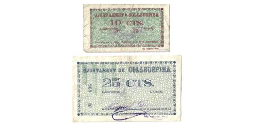 308   -  Barcelona. Collsuspina. 10cts y 25cts. (RGH. 7645/46). R.BC/MBC