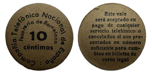 309   -  Barcelona. Compañía Telefónica Nacional de España. 10cts. (RGH.6672). RR. EBC .