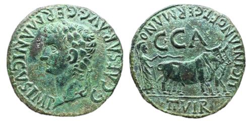 31   -  Caesaraugusta. Época de Calígula. As. 37-41 d.C. Zaragoza. (Abh-391).