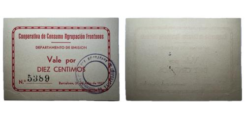 310   -  Barcelona. Coop. De Frontones. 10cts. (RGH. 6675). RR. SC-.