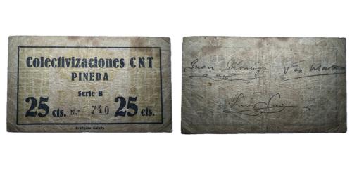 315   -  Barcelona. Pineda CNT. 25cts. (RGH. 9223). RR