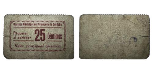 317   -  Córdoba. Villanueva de Córdoba. 25cts. (RGH. 5634). E. MBC-.