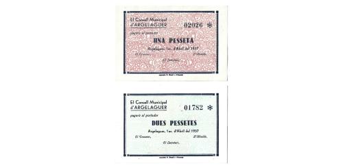 318   -  Gerona. Argelaguer. 1pta. Y 2ptas. (RGH. 6377/78). RR. SC-