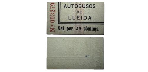 326   -  Lérida. Autobuses. 25cts. (RGH. 8382). RR. EBC .