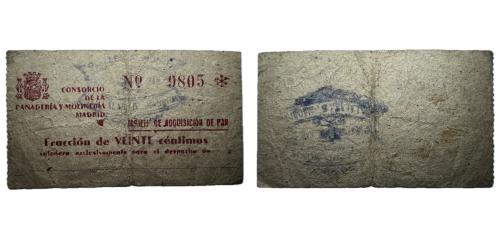 328   -  Madrid. Consorcio de la Panaderia. 20cts. (RGH. 3294a). RRR.