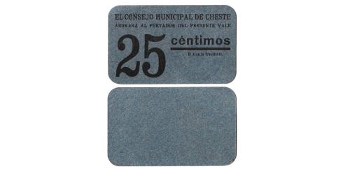 334   -  Valencia. Cheste. 25cts. (RGH. 1904). RR. SC-.