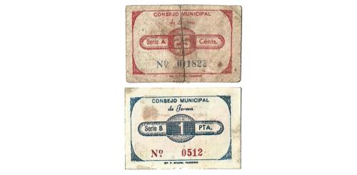 336   -  Valencia. Jeresa. 25cts y 1pta. (RGH. 3037/38). RRR