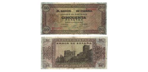 342   -  España. Burgos. 50pts. 1938. Pick#112a. S/N D7195222. MBC.