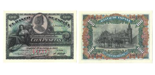 346   -  España. 100pts. 1907. Pick#64a. S/N 1865251. EBC+
