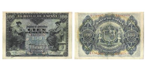 347   -  España. 100pts. 1906. Pick#59a. S/N A1542878. MBC-.