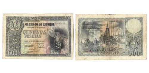 359   -  España. 500pts. 1940. Pick#124a. S/N 0043437. MBC-