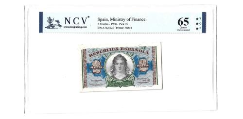 364   -  España. 2pts. 1938. Pick#95. S/N A7625225. 65TQP