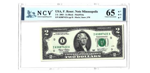 367   -  EEUU. 2$(2). 2003. Pick#516a. S/N I63887421/22A. 65TQP.