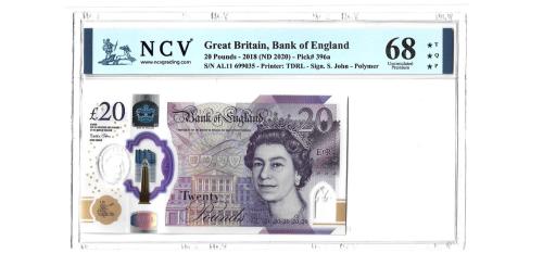 368   -  Inglaterra. 20Libras(2). 2018. Pick#396a. S/N AL11 699035/36.68TQP.