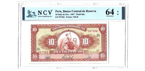 385   -  Peru. 10 Soles de Oro. 1967.
