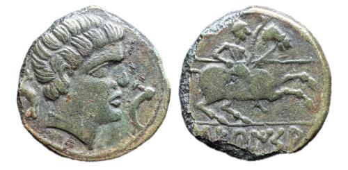 118 - Sekaisa. As. 120-20 a.C. Zona de Aragón. (Abh-2131). (Acip-1563). (C-43). (MIB 17680 | 117/32c).