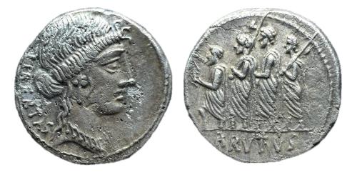 130   -  Junia. Q. Caepio Brutus. Denario. 54 a.C. Roma. (Ffc-794). (Craw-433/1). (Cal-873)