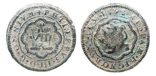 308   -  Felipe II (1556-1598). 4 maravedís. 1598. Segovia. (Cal-91).