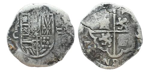 315   -  Felipe II (1556-1598). 2 reales. s/f. Toledo. C. (Cal-580).