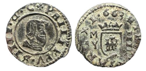 363   -  Felipe IV (1621-1665). 4 maravedís. 1•663. Madrid. Y