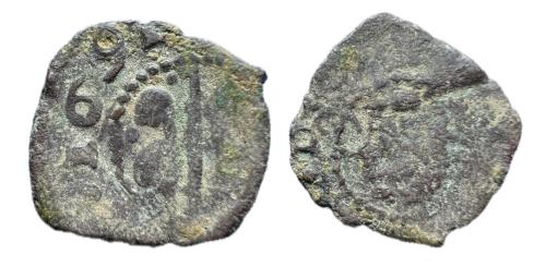 370 - Carlos II (1665-1700). Dinero. 1691. Valencia. (Cal-961). (Cru.C.G. 4928g).
