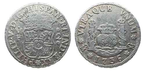 383   -  Felipe V (1700-1746). 2 reales. 1736. México. MF. (Cal-815).