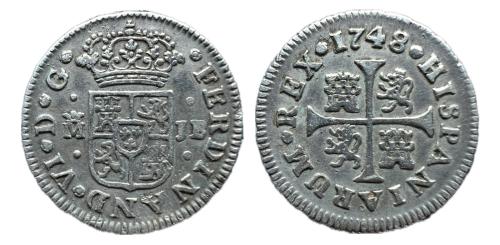 389   -  Fernando VI (1746-1759). 1/2 real. 1748. Madrid. JB. (Cal-67).