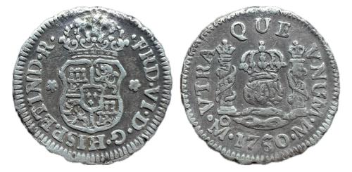 390   -  Fernando VI (1746-1759). 1/2 real. 1760. México. M. (Cal-100)