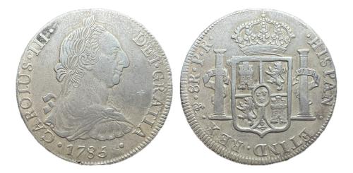394   -  Carlos III (1759-1788). 8 reales. 1785. Potosí. PR. (Cal-1189).