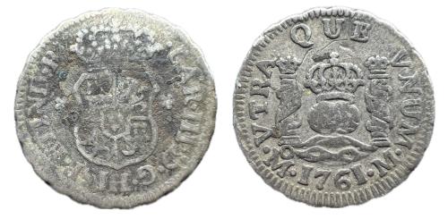 397   -  Carlos III (1759-1788). 1/2 real. 1761. México. M. (Cal-177).