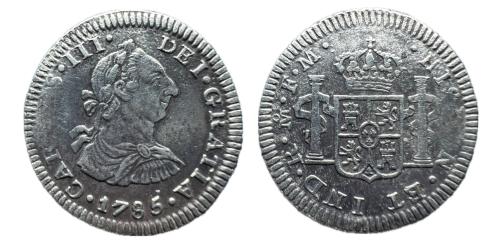 398   -  Carlos III (1759-1788). 1/2 real. 1785. México. FM. (Cal-214).