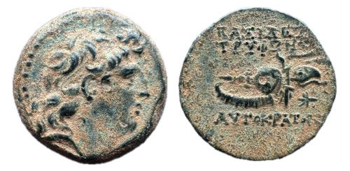 4   -  Imperio Seléucida. Tryphon. AE 18. 142-138 a.C. Ceca incierta.