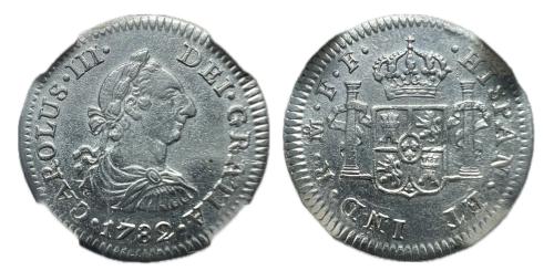 400   -  Carlos III (1759-1788). 1/2 real. 1782. Mexico. FF. (Cal-139)