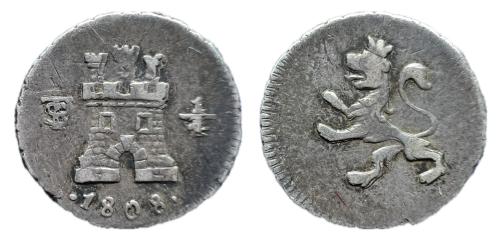 405   -  Carlos IV (1788-1808). 1/4 de real. 1808. Potosí. (Cal-1425).