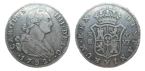 407   -  Carlos IV (1788-1808). 4 reales. 1792. Madrid. MF. (Cal-778).