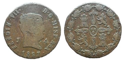 410   -  Fernando VII (1808-1833). 4 maravedís. 1827. Juba. (Cal-166).