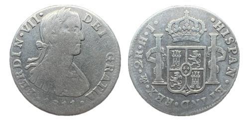 411   -  Fernando VII (1808-1833). 2 reales. 1811. Mexico. HJ. (Cal-862).