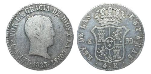 412   -  Fernando VII (1808-1833). 4 reales. 1823. Sevilla sobre Madrid. RD/SR. (Cal 2019).