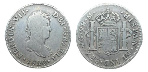 416   -  Fernando VII (1808-1833). 2 reales. 1820. Guatemala. M.