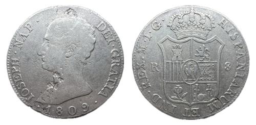 424   -  José Napoleón (1808-1814). 8 reales. 1809. Madrid. IG. (Cal-33).