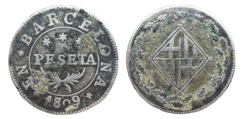426   -  José Napoleón (1808-1814). 1 peseta. 1809. Barcelona.